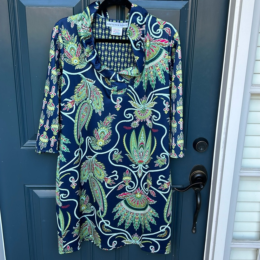 Gretchen Scott Ruffleneck Jersey Dress
